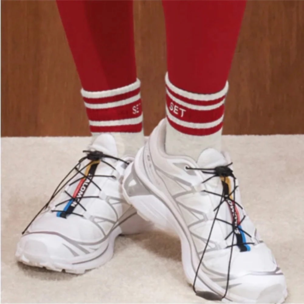 SET Active Limited Edition SET Stripe Shorty Socks Heather Grey/Legacy Red NWT - Picture 5 of 5